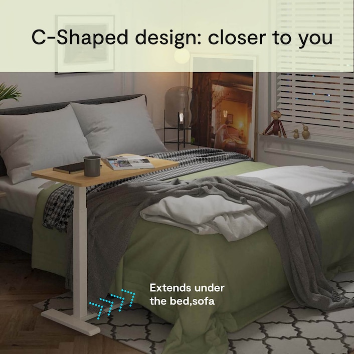 Desk that deals slides over bed